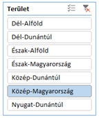 Egy érték kiválasztása a Szeletelő által kínált értékkészletből