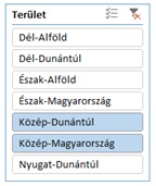 Több érték kiválasztása a Szeletelő által kínált értékkészletből