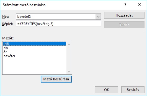 Újabb számított mező képletezése