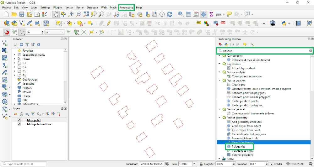 QGIS - Vonalas állomány átalakítása polygonná