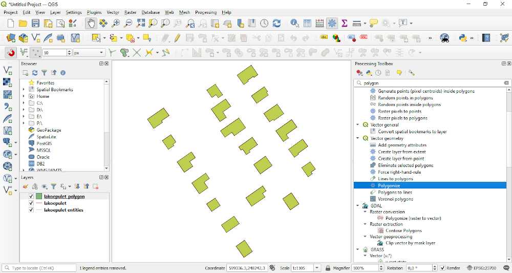 QGIS - Poligonokká alakított DWG vonalak