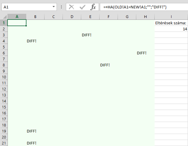 Excel - Cellaértékek azonosságának vizsgálata