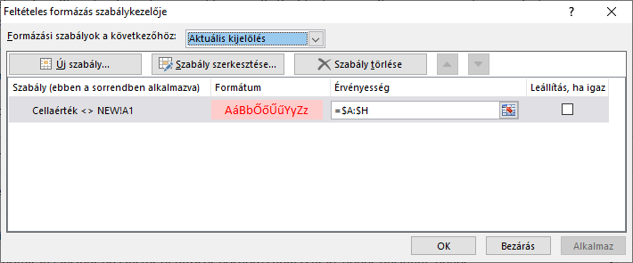 Excel - Feltételes formázási szabály beállítása