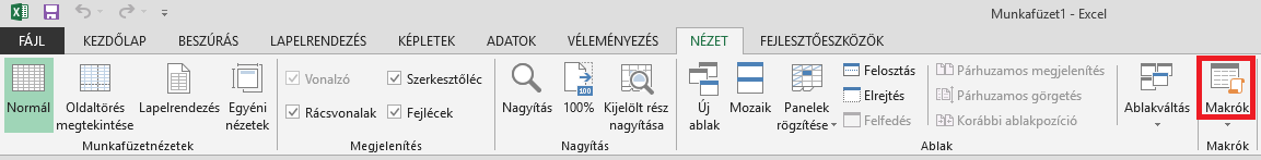 Makrószerkesztő megnyitása