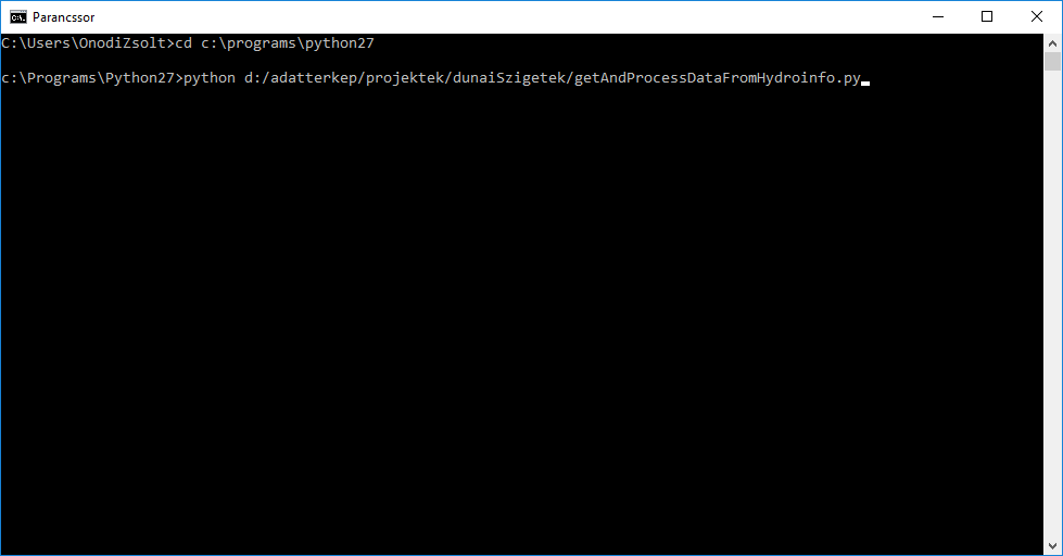Python kód futtatása Windows parancssorból