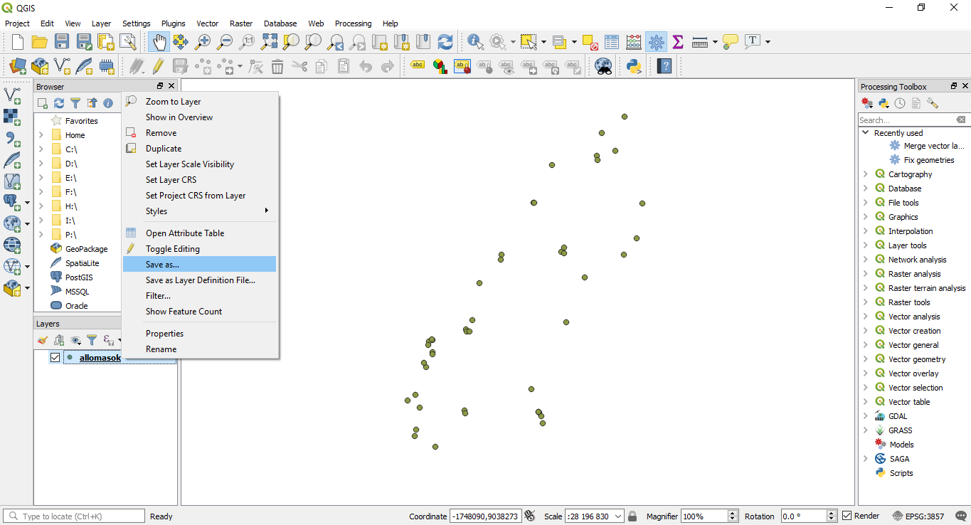 QGIS - Téradat konvertálása más vetületbe