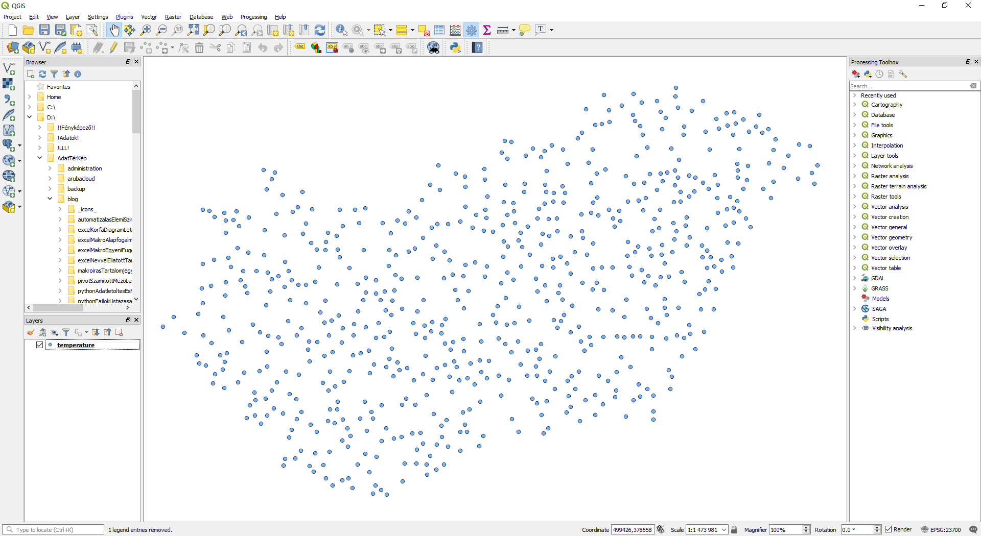 QGIS - Pont réteg hozzáadása
