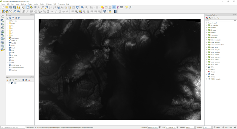 QGIS - EU-DEM domborzatmodell kivágata