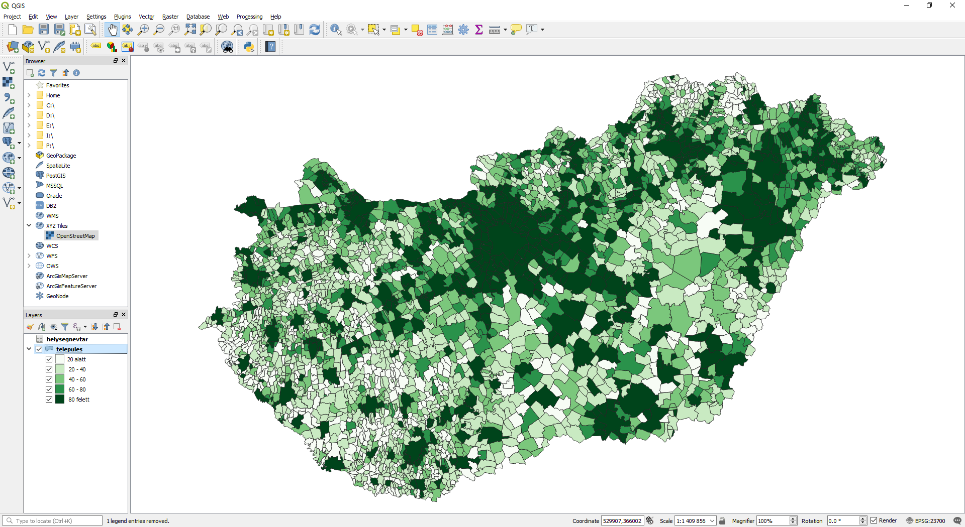 QGIS - Kész tematikus térkép