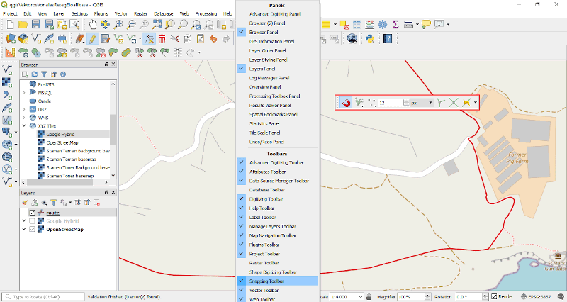 QGIS - Snapping toolbar bekapcsolása