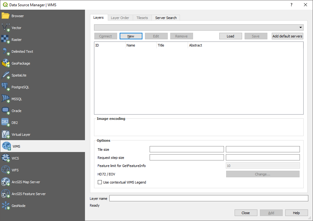 QGIS - WMS kapcsolatok listája