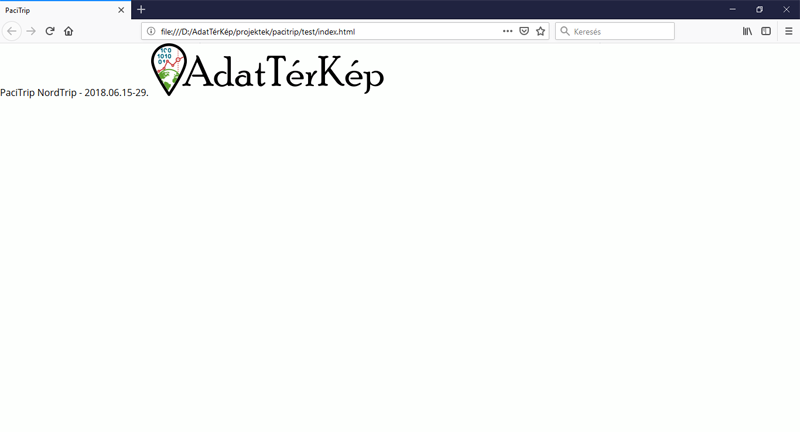 PaciTrip - Az alkalmazás váza: a fejléc CSS nélkül