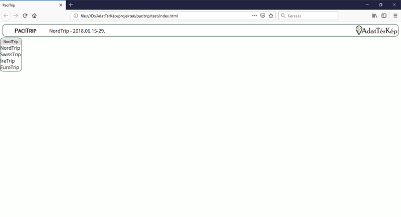 PaciTrip - Az alkalmazás váza: a térkép doboza CSS nélkül